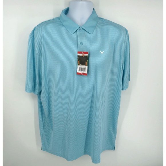 Callaway Mens XL Petit Four Heather Polo Shirt Blue Striped NWT $70 - Picture 1 of 5